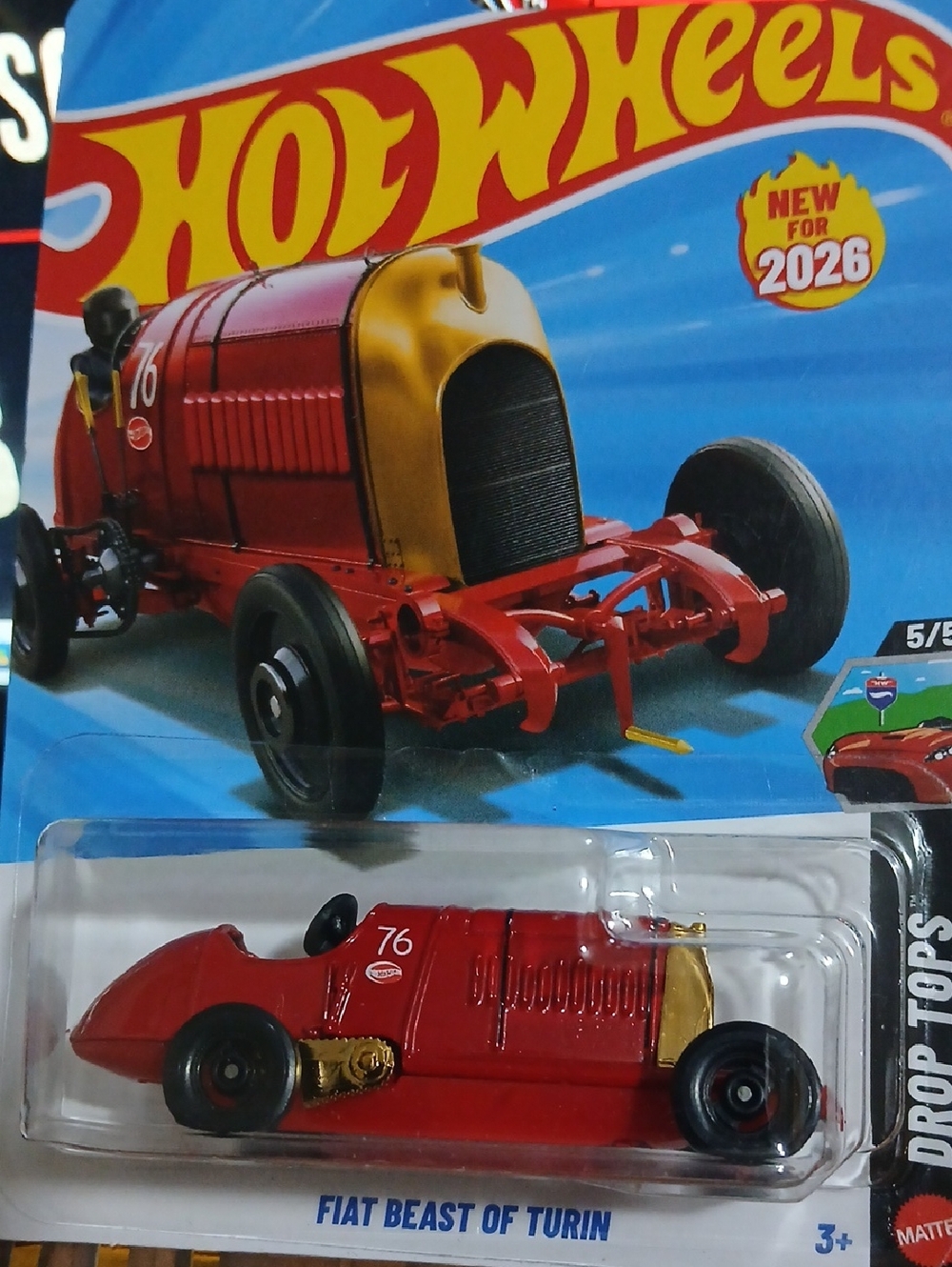 Mattel Hot Wheels Fiat Beast of Turin Toy Car - Red & Gold